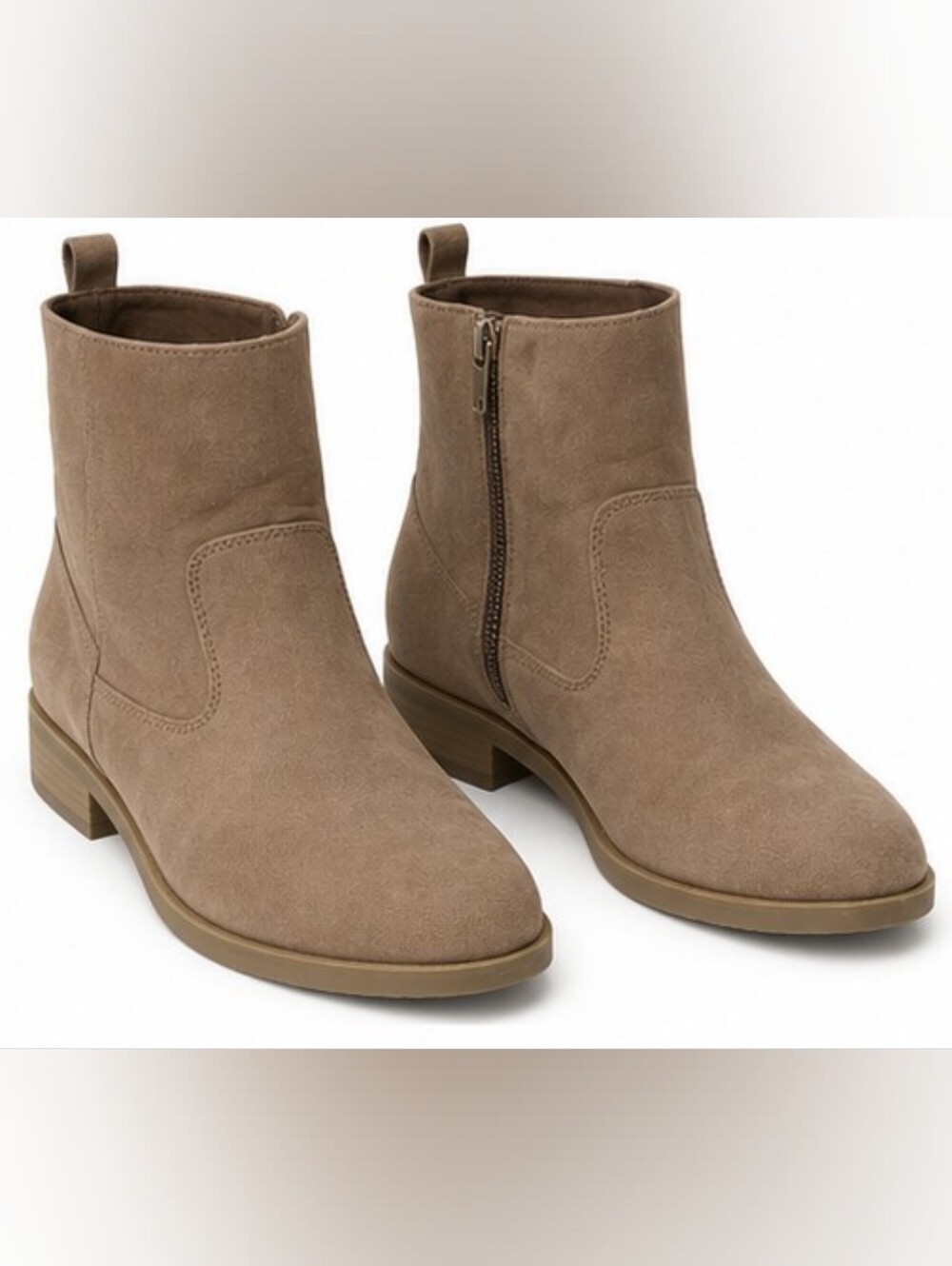 Old Navy Taupe Suede Block Heel Boots